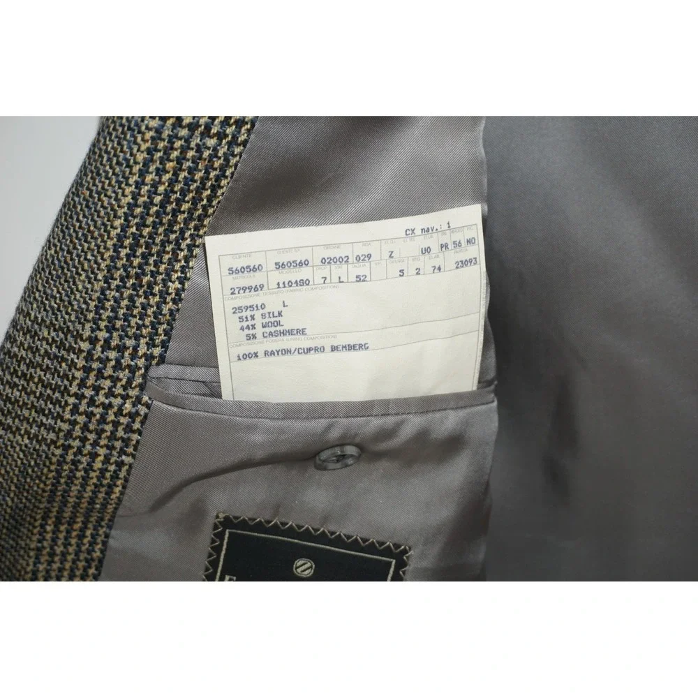 Ermenegildo Zegna Sport Coat Brown Plaid Silk Wool Tweed Men's IT 52 42R